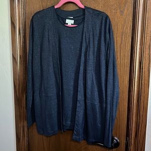 J Jill deep blue tank and cardigan